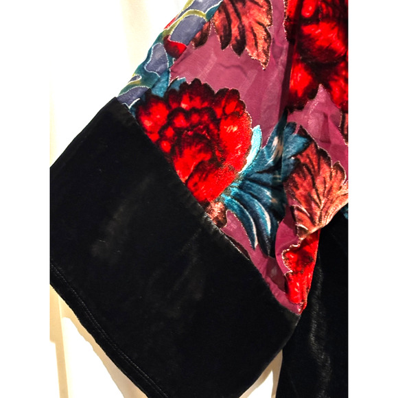 Chico’s New JACKET Cardigan Open BURNOUT VELVET Artsy Fairy whimsigoth sz s/m - Picture 6 of 11